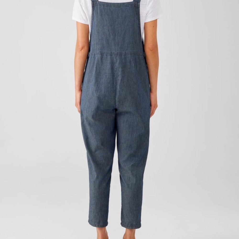 Eileen Fisher Airy Organic Cotton Twill Overalls Denim size XL - Picture 3 of 15